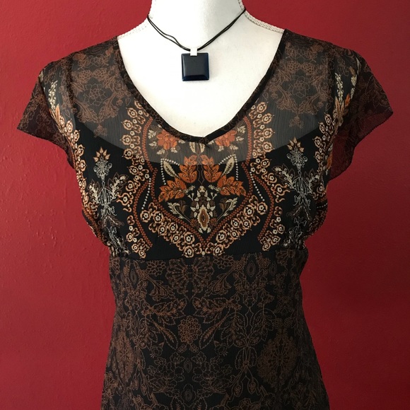 Sheer polyester blouse with navy blue cami. Sz. XL - Picture 5 of 5